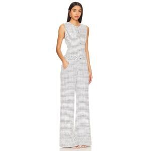 Amanda Uprichard Womens Tori Tweed Jumpsuit Black/White Size S